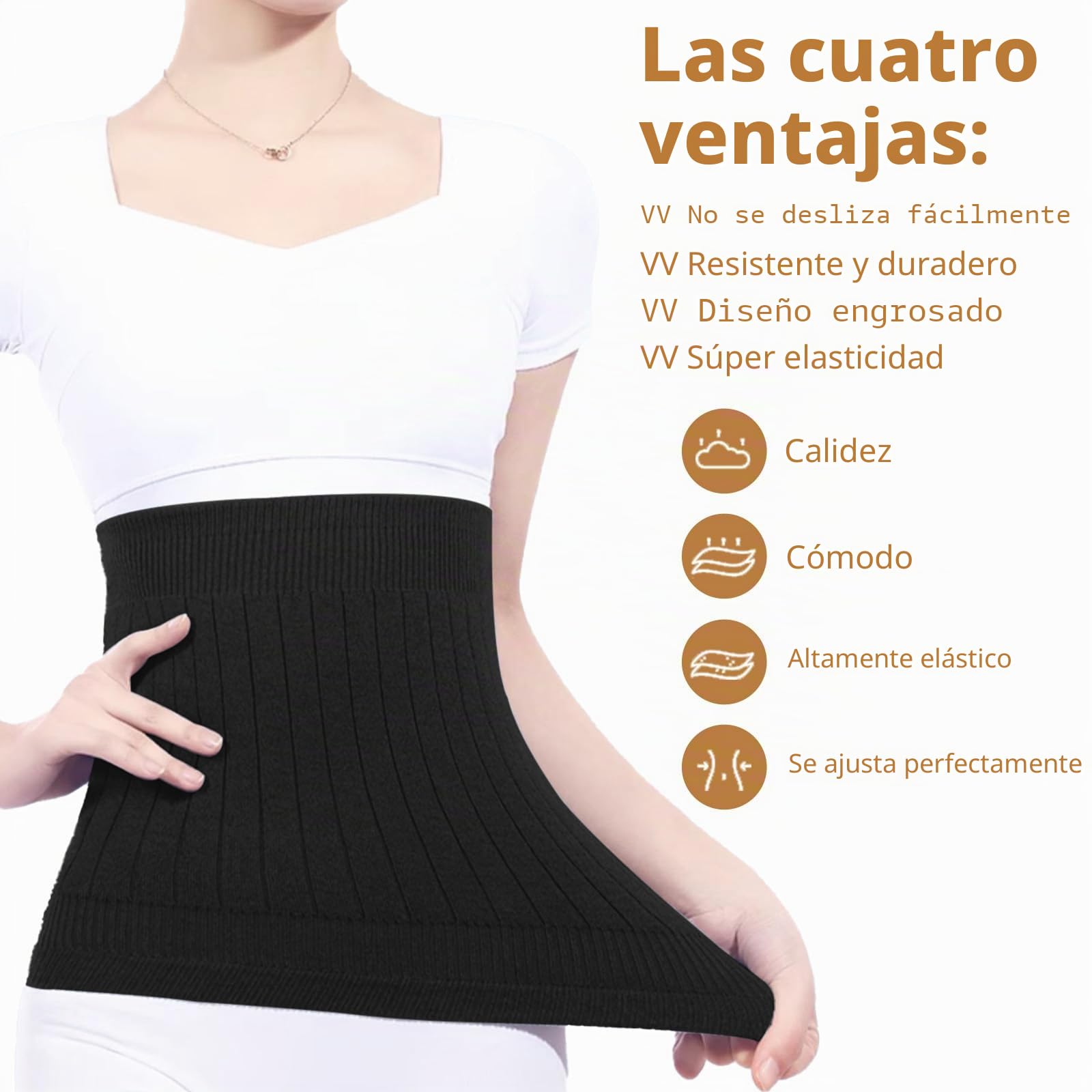 NAROSEBE Unisex Cinturón Lumbar Mujer Negro Calentador de Cintura de Cachemira Elástica Calentador de Espalda LanaCinturón Invierno Protector Cinturon para Invierno para Cinturas de 75~90cm