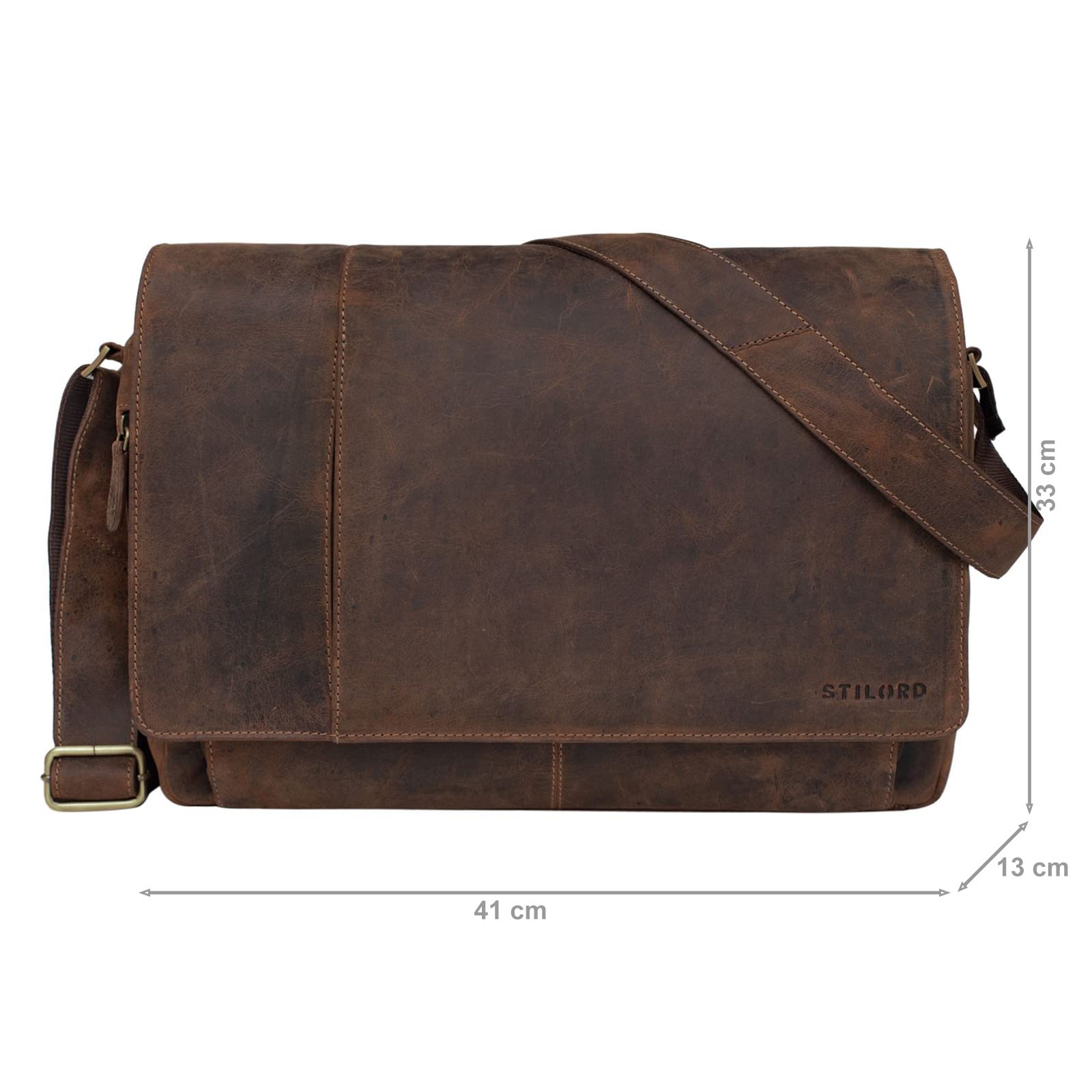 STILORD Vintage Umhängetasche Leder groß für Herren Damen 15.6 Zoll Laptoptasche Unitasche Bürotasche Moderne Aktentasche aus echtem Büffelleder