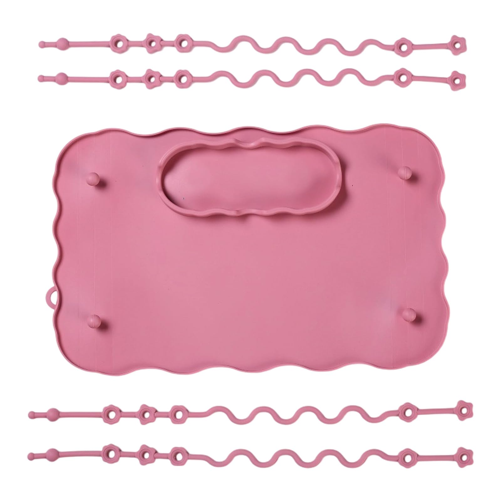 Kelisdi A Silicone Baby Feeding Plate With Strap, Nti-Slip Toddler Placemat For Kids Dinner Tablemats Food Grade Food Grade Silicone Toddler Dining Mat