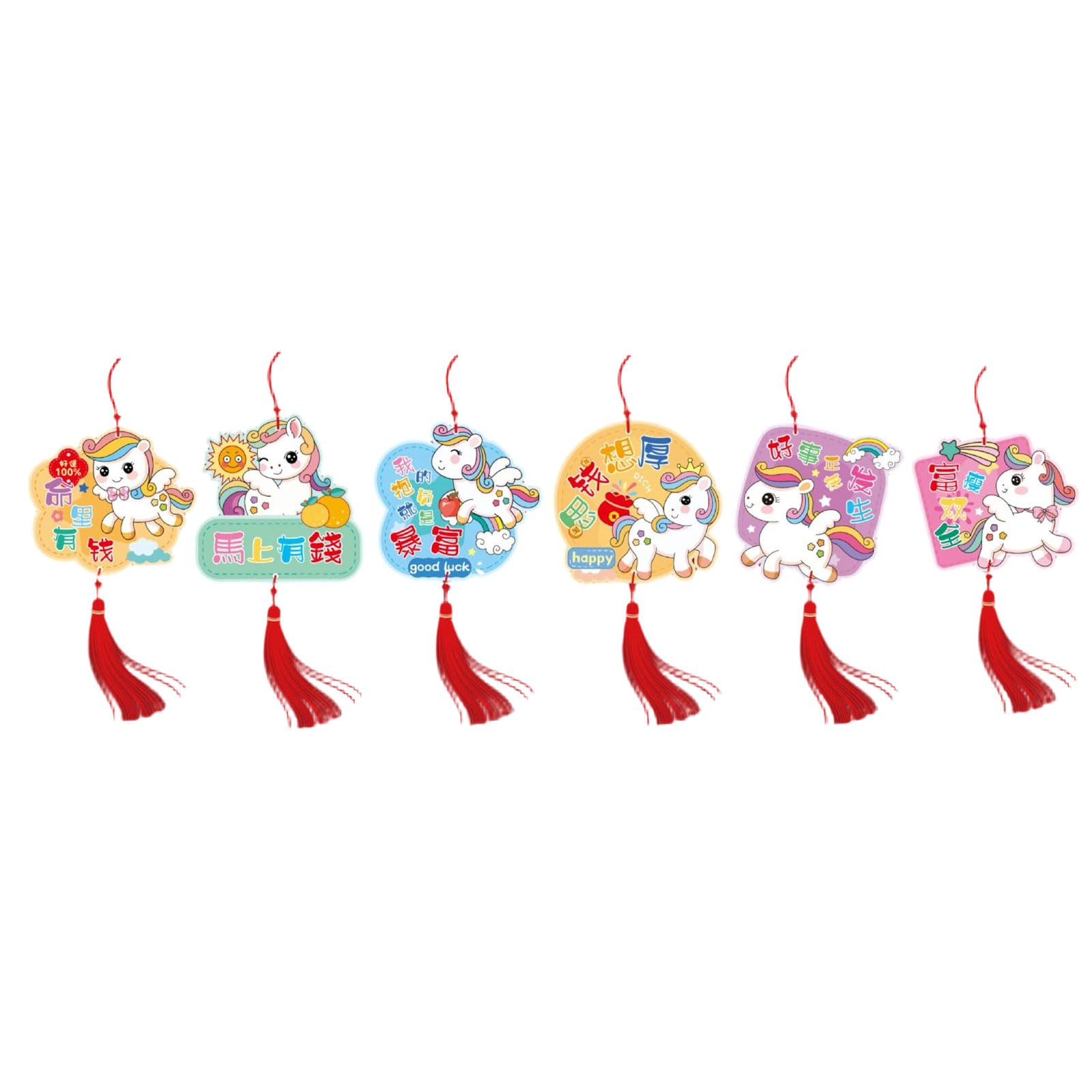 Msioytog 6PCS 2026 Horse Gold Foil Hanging Ornaments for Chinese New Year Home Festival Decorations Horse Zodiacs Paper Ornament