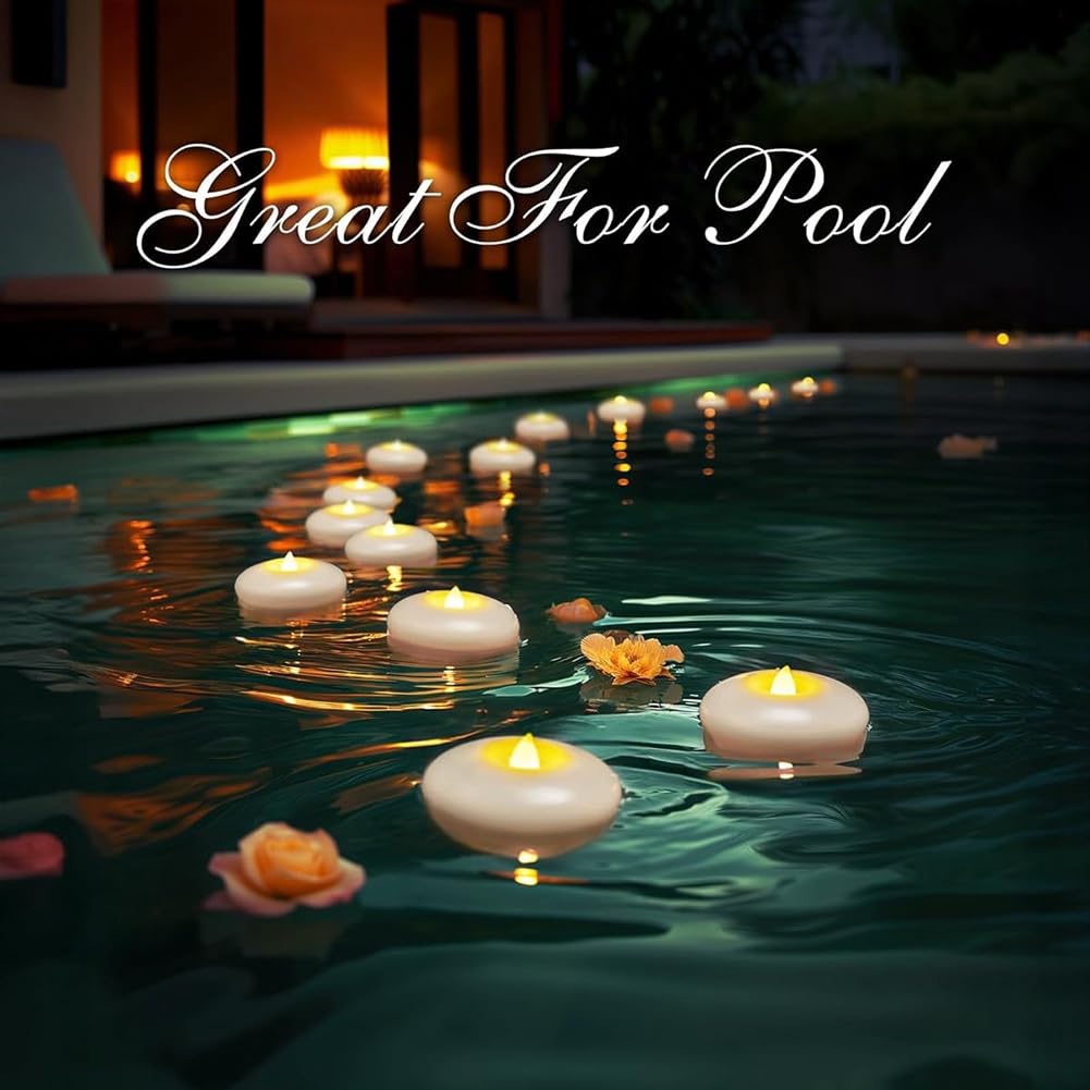 24 Confezione di 3" Candele Galleggianti A LED Impermeabili Tealights per Vasi Cilindrici, Decorazioni da Matrimonio