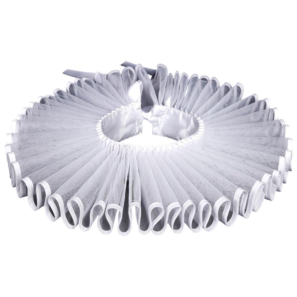Fituenly Victorian Retro Mesh Layered Ruffle Neck Collar Choker, False Ruff Clown Neckwear for Halloween Fancy Dress Cosplay Costume