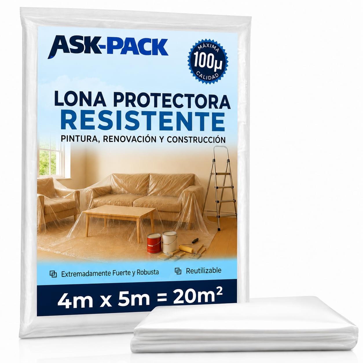 Plástico cubretodo protector de suelos contra manchas y roturas en reformas de pintura