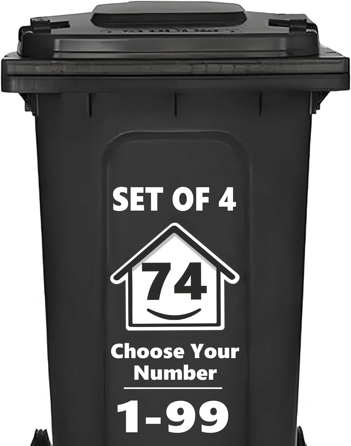 4 x Bin Numbers for Wheelie Bins, 1-99, 15cm ‘Happy House’ Design Dustbin Stickers, Easy Application Stick On Number Stickers - Weatherproof Self Adhesive Vinyl, Black (11) — view 77