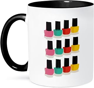 3dRose Print of Rows of Nail Polish Repeat 11oz Two-Tone Black Mug