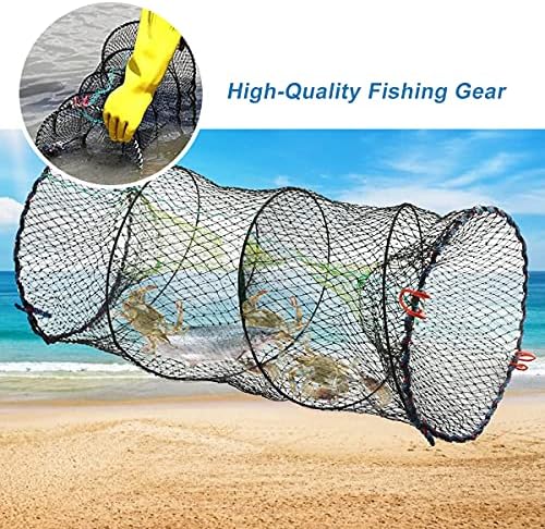 NC Fish Trap Cage Net for Fishing 2 Pieces Foldable Fishing Net Portable Folded Fishing Net for Catching Crabs Eel Shrimp Net