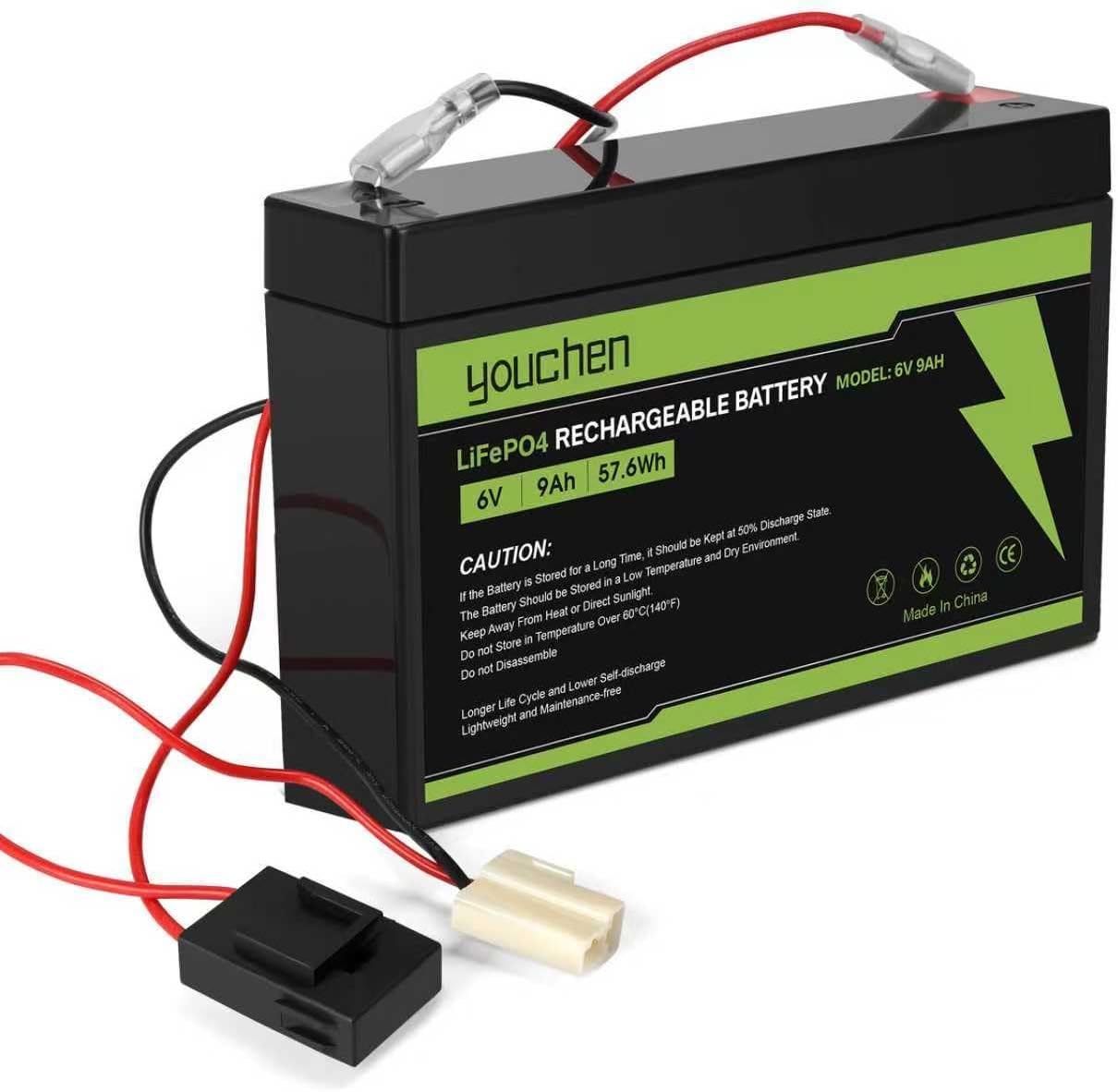 youchen 6V 9Ah Battery for Dodge Viper TT Blue for Kid Trax for Disney Frozen 4x4 LiFePO₄ 2000+ Cycles Lightweight