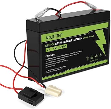 youchen 6V 9Ah Battery for Dodge Viper TT Blue for Kid Trax for Disney Frozen 4x4 LiFePO4 2000+ Cycles Lightweight