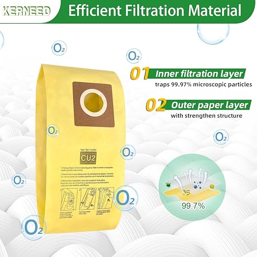 Miniatura 4 de Paquete de 12 bolsas de vacío AH10243 para aspiradoras verticales Hoover Commercial Hushtone CU2 CH54013 CH54015 CH54113 CH54115#Part AH10243