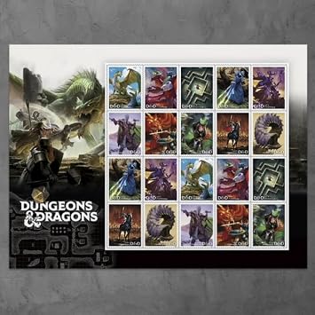 Dungeons and Dragons 2024 Sheet of 20 First-Class Mail Forever Postage Stamps