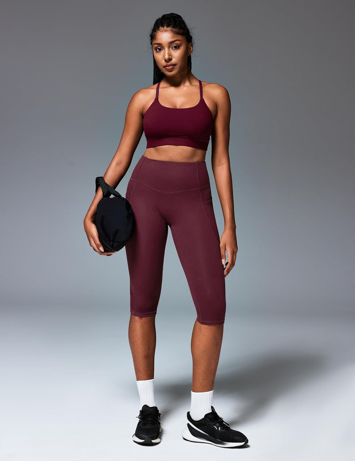 Heathyoga Capri Leggings with Pockets for Women Tummy Control Knee Length Leggings Yoga Pants Women Capri Pants Workout - Image 2