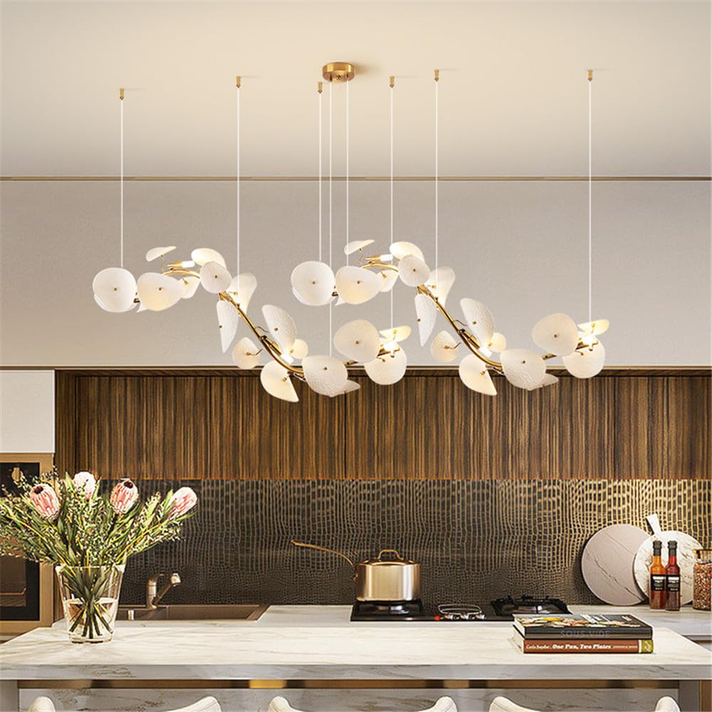 CSXSXAUO Contemporary Ceramic Living Room Chandelier LED Fashion Art Restaurant Bedroom Study Villa Hotel Cafe Bar Counter Pendent Lamp (A L120CM)