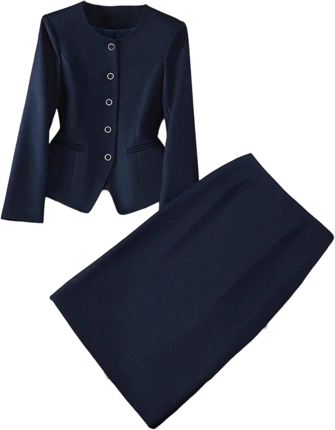Women’S Formal Blazer Skirt Suit Ladies Solid Female Work Two Piece Set 2 Piece Pencil Skirt Sets