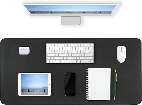 Desk Pad Mat PU Leather Waterproof Non Slip Black 23.6" x 13.7"