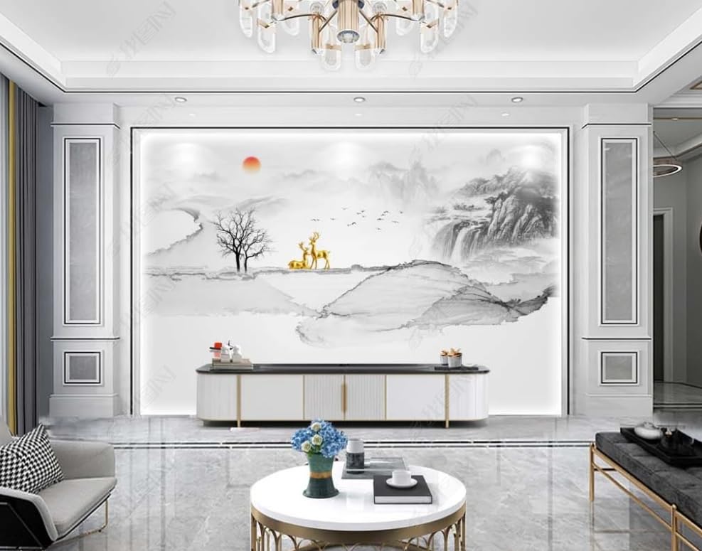 Papier Peint Intissé Paysage pour masquer mur abîmé avec un poster géant panoramique chic