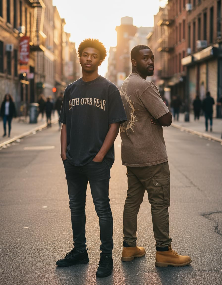 2 Packs Christian T Shirts for Men Oversized Tee Graphic Apparel Acid Washed Baggy Gym Top - Image 2