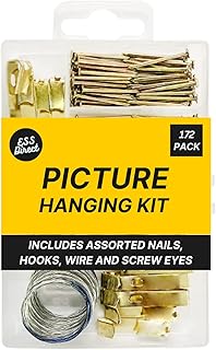 172pk Picture Hanging Kit - Multiple Wall Hooks for Hanging, Picture Hanging Wire, Heavy Duty Picture Hooks For Hard Walls, Wood Picture Hanging Hook Set Picture Frame Hook Pictures Wall Hanging Hooks