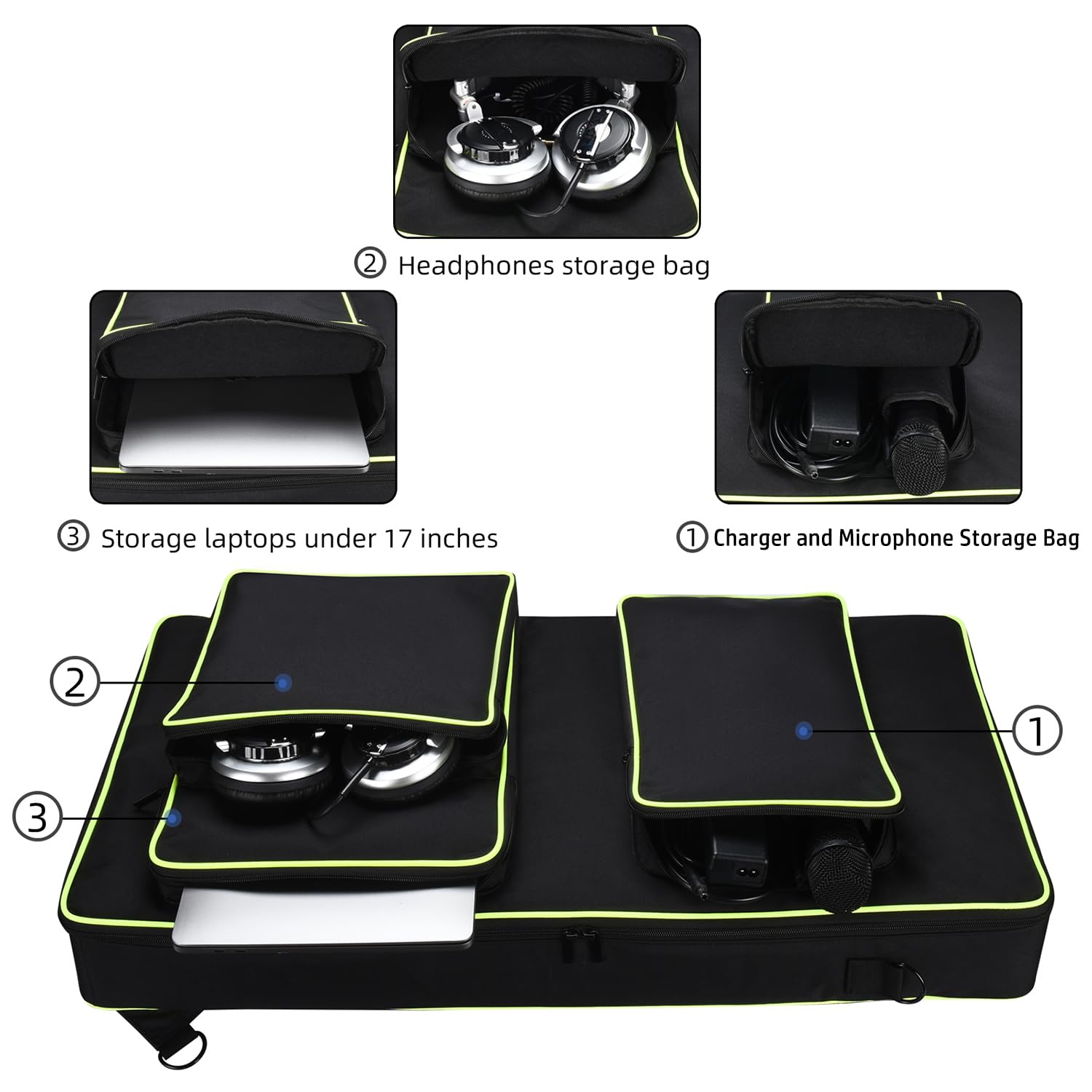 Consolle DJ Borsa Custodie per AlphaTheta DDJ-GRV6,per Pioneer DJ DDJ-FLX10/DDJ-1000SRT/DDJ-1000 DJ Controller,Custodia Viaggi Portatile con Tracolla,Borse per Cuffie,Tablet,Cavo