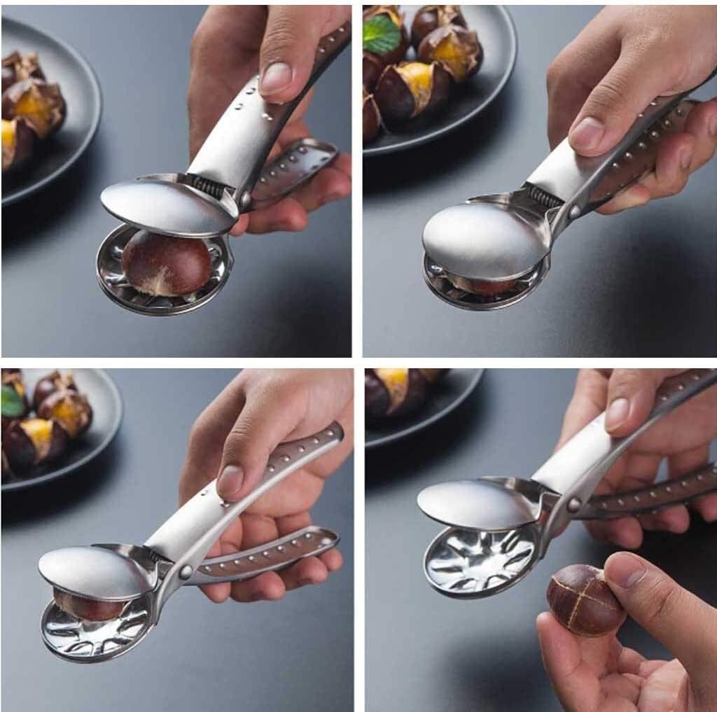 Walnut cracker 2-in-1 Walnut Clip Chestnut Clip Nut Cracker Opener Pattern Walnut Pliers Metal Nut Kitchen Nut Image Clip Clip Nut Pliers