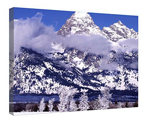 Toile tendue et encadrée prête à être accrochée paysage d'hiver pour mur vide salon 40x50