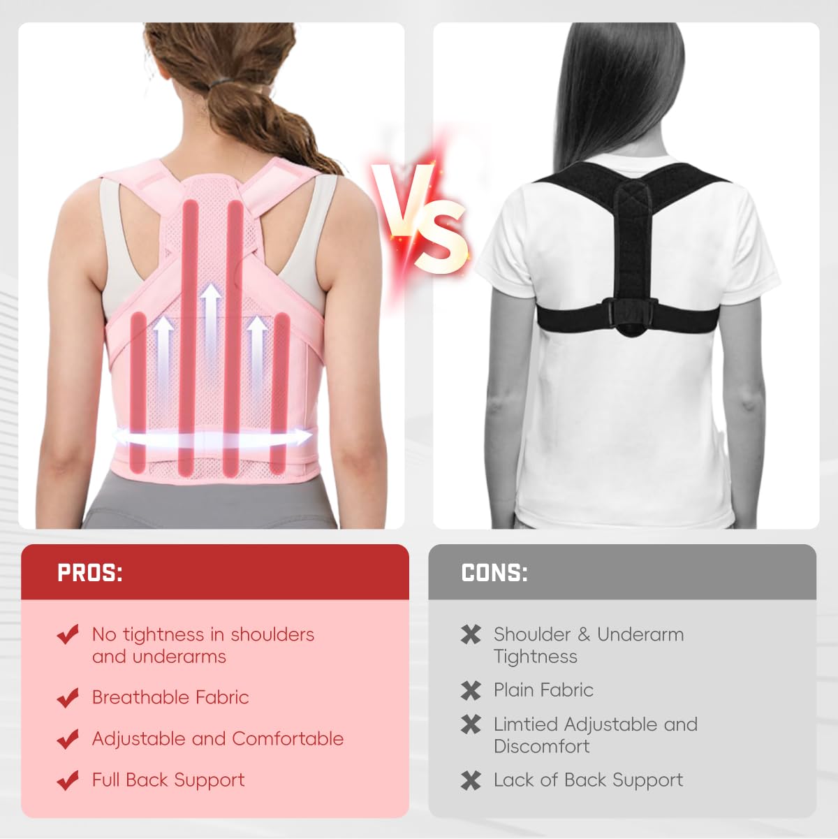 Corrector de postura de espalda para hombres y mujeres, enderezador ajustable para el hombro con respaldo completo, alivio del dolor de espalda y espalda baja y superior y escoliosis (rosa
