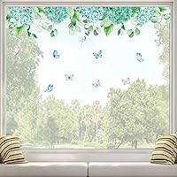 Vista 13 de Pegatinas colgantes para ventana de plantas verdes en maceta, PVC de doble cara, mariposa floral, anticolisión, removibles, calcomanías