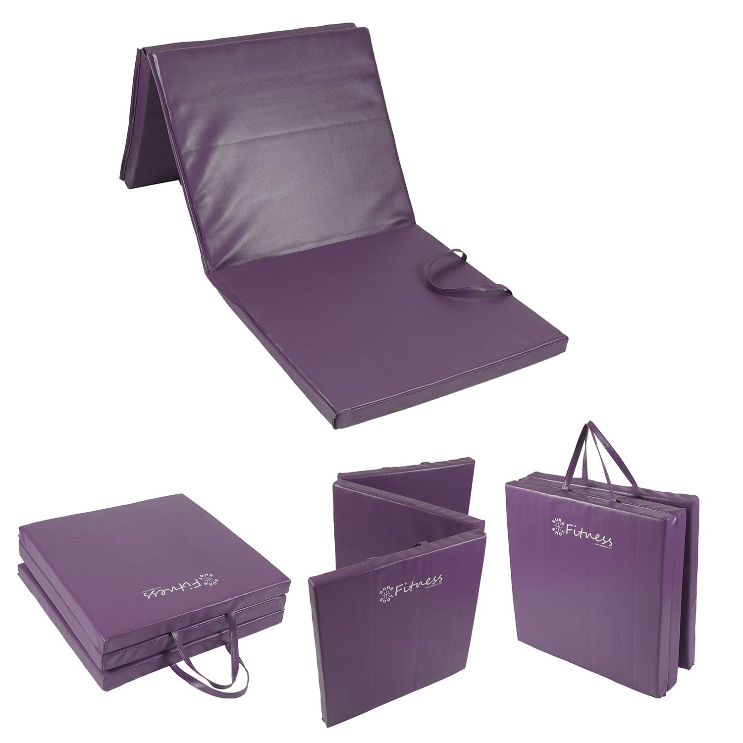 Sure Shot Fitness Tri Fold Fitness Mat, Purple, 50mm