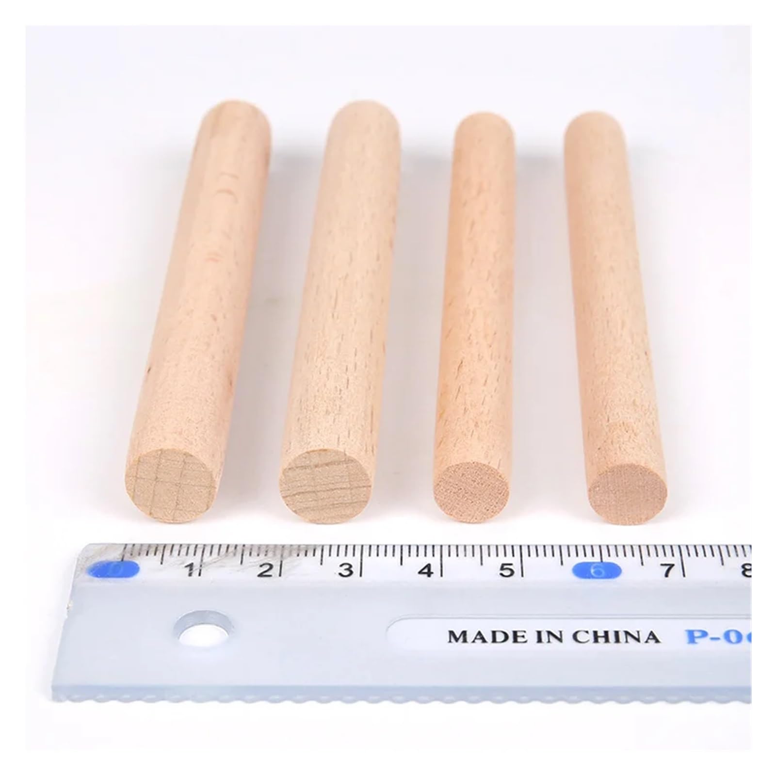 Puste drewniane kołki, Zestaw 5 prętów do kołków z twardego drewna, 1-1,4 cm x 10-40, makramy(1.4x40cm)