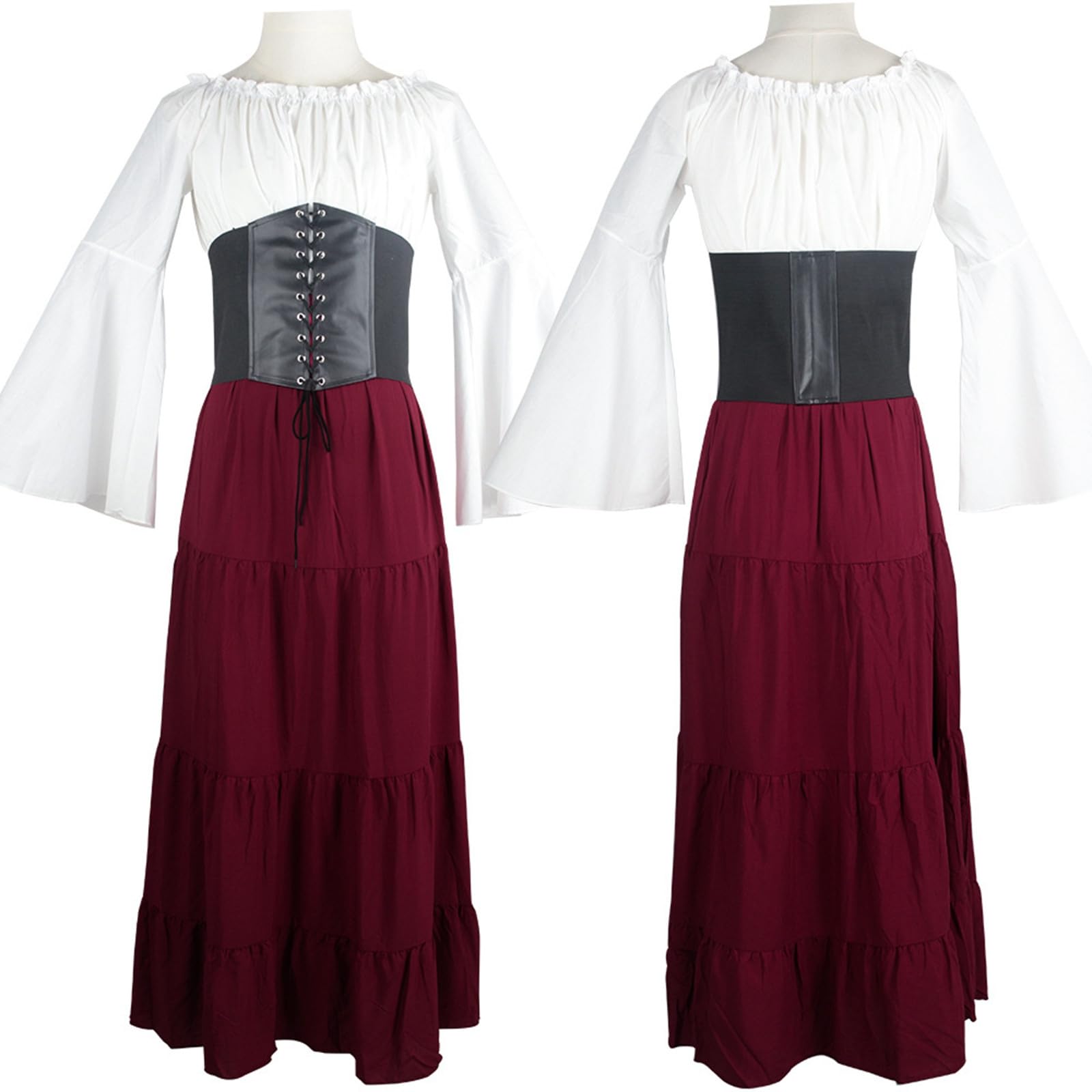 Robe d'halloween élégamment drapée avec Manches Bouffantes, idéale pour Un déguisement Cosplay en 2024.