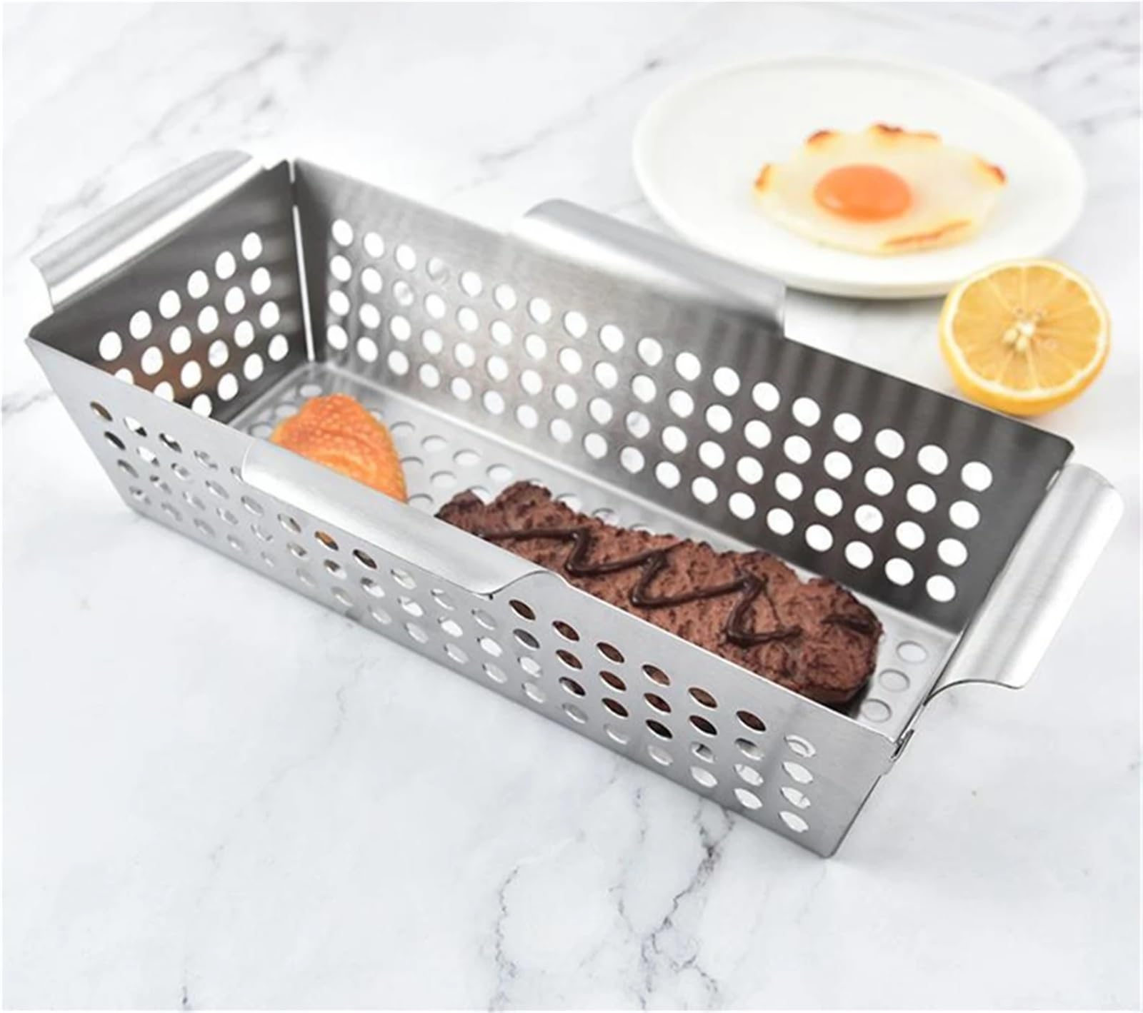 Kohlekorb Gemüse-Grillkorb, Edelstahl, undichte Bratpfanne, Grill-Werkzeuge und Gadgets for den Außenbereich(S)