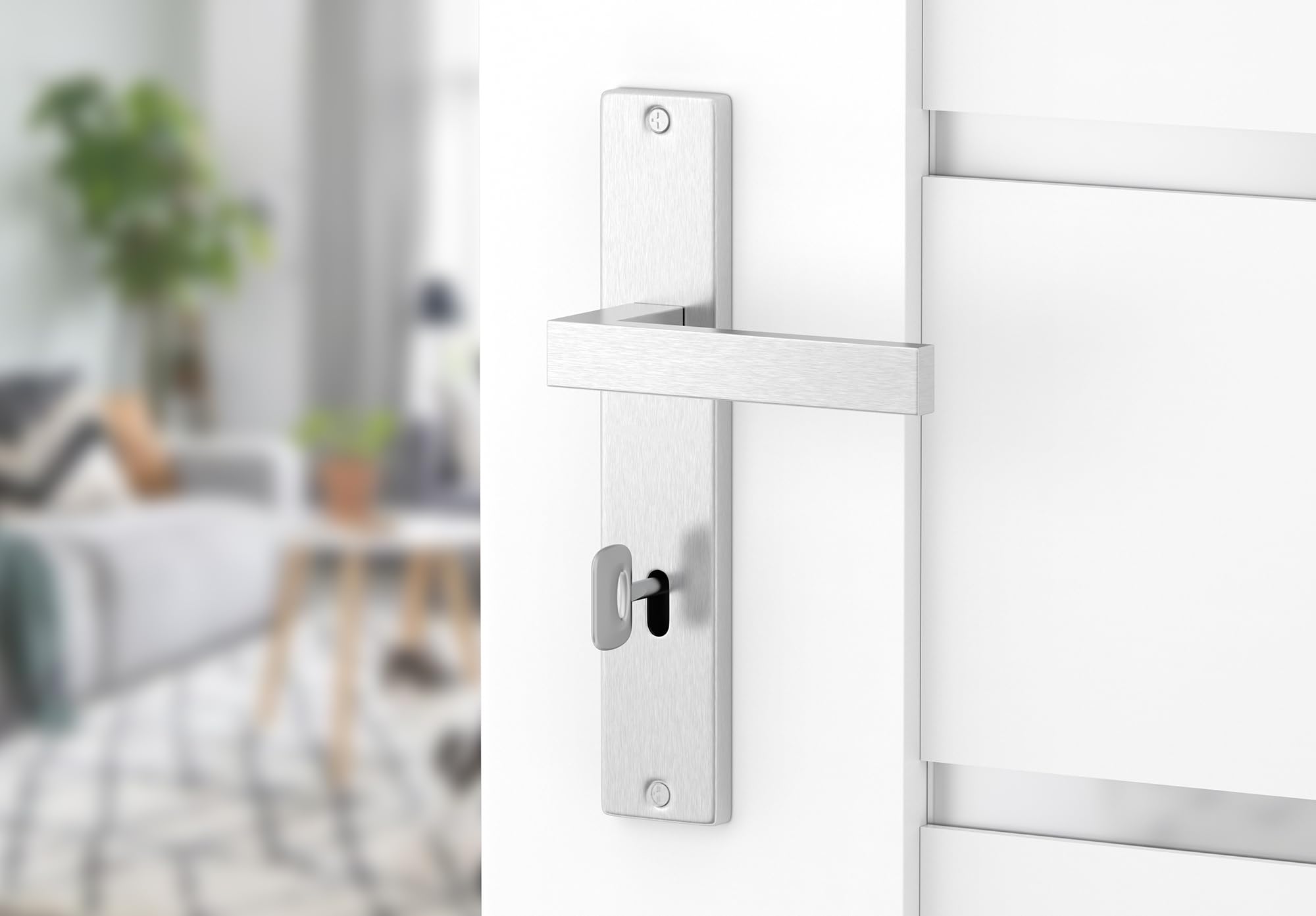 ERGO line CUBE Edelstahl Türbeschlag Türgriff für Zimmertüren BB Langschild Drückergarnitur, Türbeschlag, Türklinke, Türdrücker