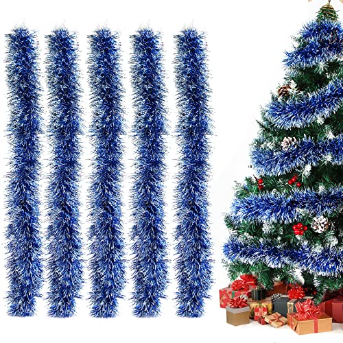 Lametta Girlande Weihnachten Blau, 5 Stück Weihnachtsgirlanden...
