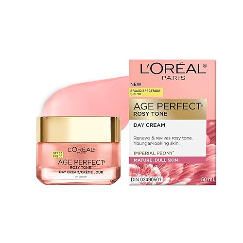 LOreal Paris Skincare Age Perfect - Crema hidratante facial de tono rosa con SPF 30 LHA y peonía imperial crema de día antienvejecimiento para cara
