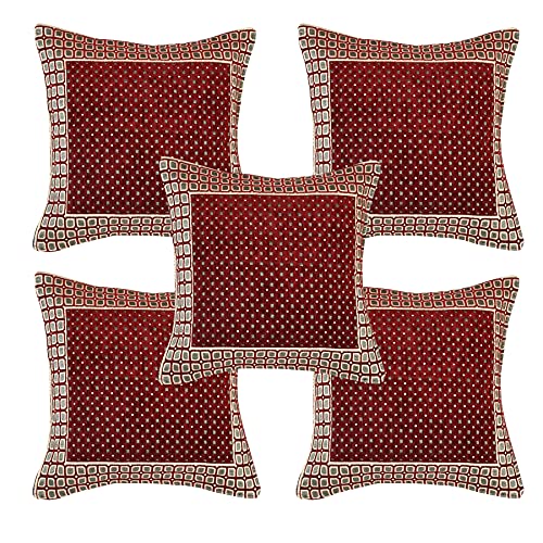 Image of Chenille Cushion Cover for Sofa & Living Room | Soft Decorative Throw Pillow Cover | 40x40 cm Pillow Case for Home, Bedroom & Office Decor (Maroon)