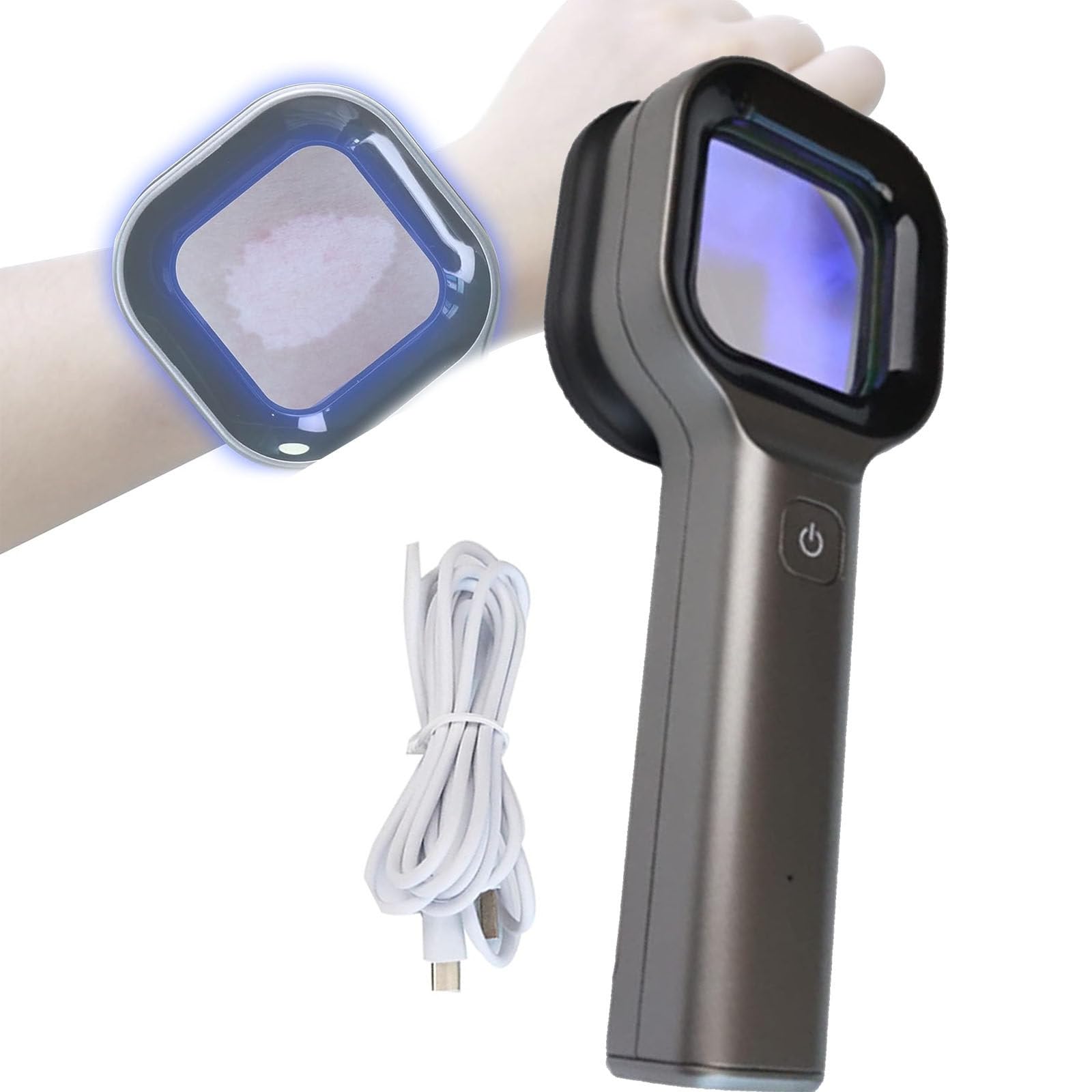 Skin Analysis Lamp,Wood Lamp Skin Analyzer,Facial Magnifying Test Lamp For Skin Of Pets And People-320-400nm (Peak:365nm),Rechargeable,For Home Care Salon Spa Machine,Black