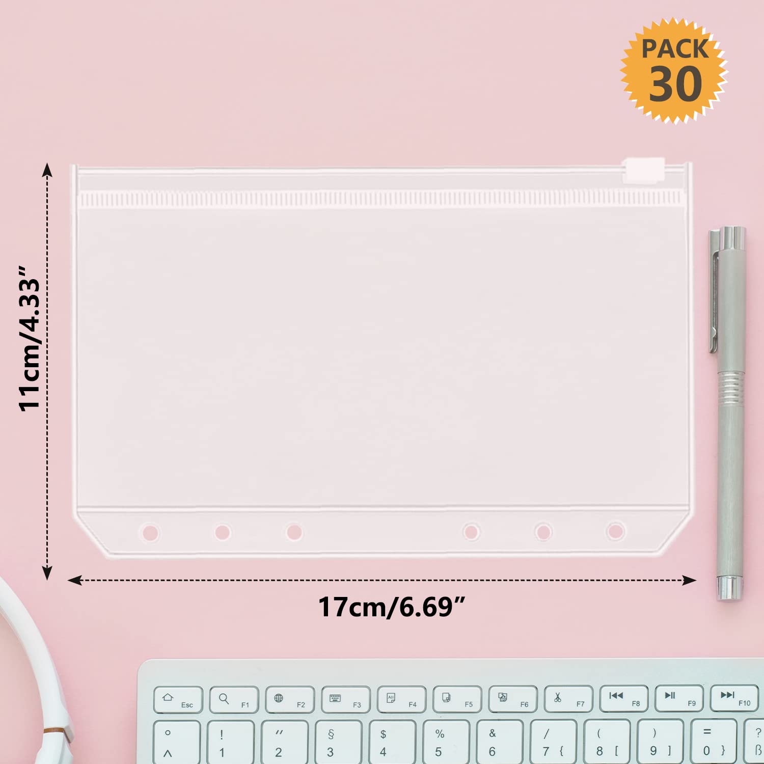 Pochette à 6 Anneaux Format A6/ - Transparente PVC, Rechargeable, Pour Documents, Tickets, Photos
