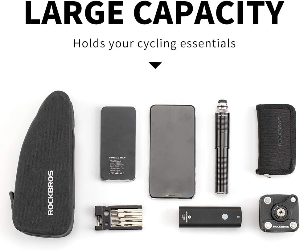 ROCKBROS Top Tube Bike Frame Bag - Waterproof, Two Zipper Pockets, Pouch for Bicycles