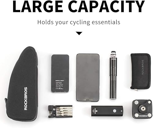 Miniatura 4 de ROCKBROS Bolsa de marco de bicicleta de tubo superior - Impermeable, dos bolsillos con cremallera, bolsa para bicicletas