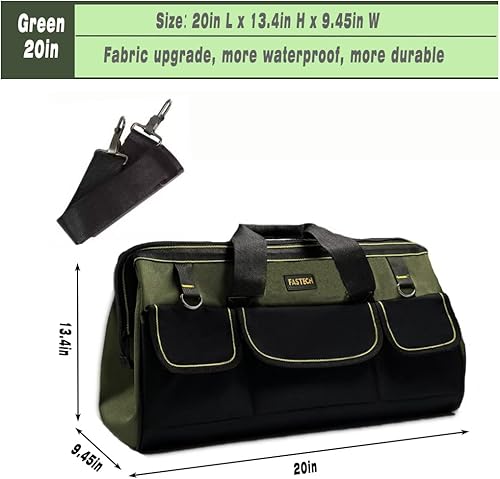 Miniatura 2 de FASTECH - Bolsa de herramientas de 20 pulgadas de boca ancha con base moldeada impermeable, bolsa de herramientas de boca ancha, bolsa organizadora