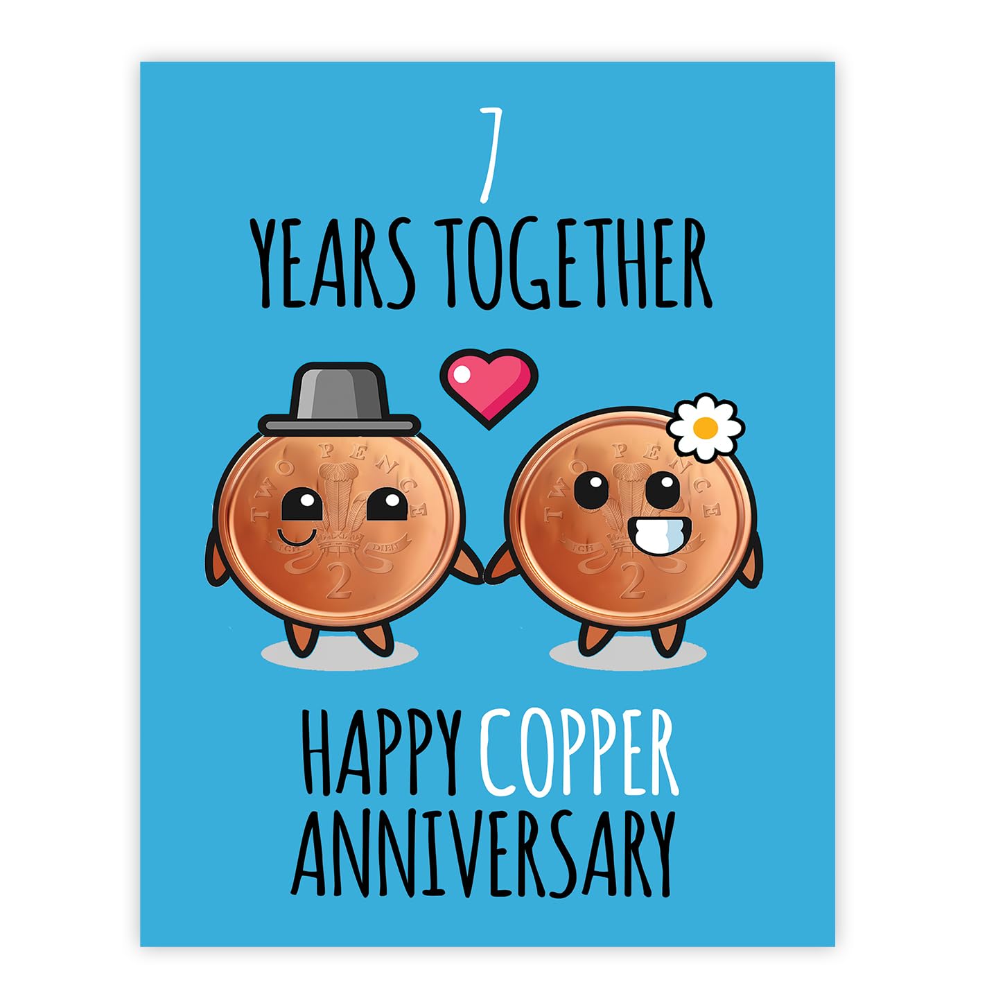 Stuff4 7th Anniversary Poster Unframed - 7 Years Together - Happy 7th Wedding Anniversary Cute Gifts for Husband Girlfriend Wife Companion Boyfriend Partner, 8x10 Inch Anniversaries Posters