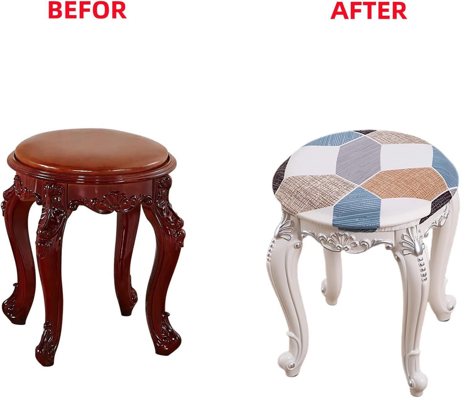 4 Pack Round Bar Stool Covers - Super Soft and Washable Elastic Stool Cushion Slipcover for Living Room, Bedroom,20