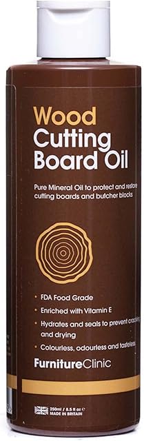 Furniture Clinic Chopping Board Oil (250ml) | Food Grade Mineral Oil to Protect and Restore | Use on Wood Cutting Boards, Butchers Blocks and Countertops