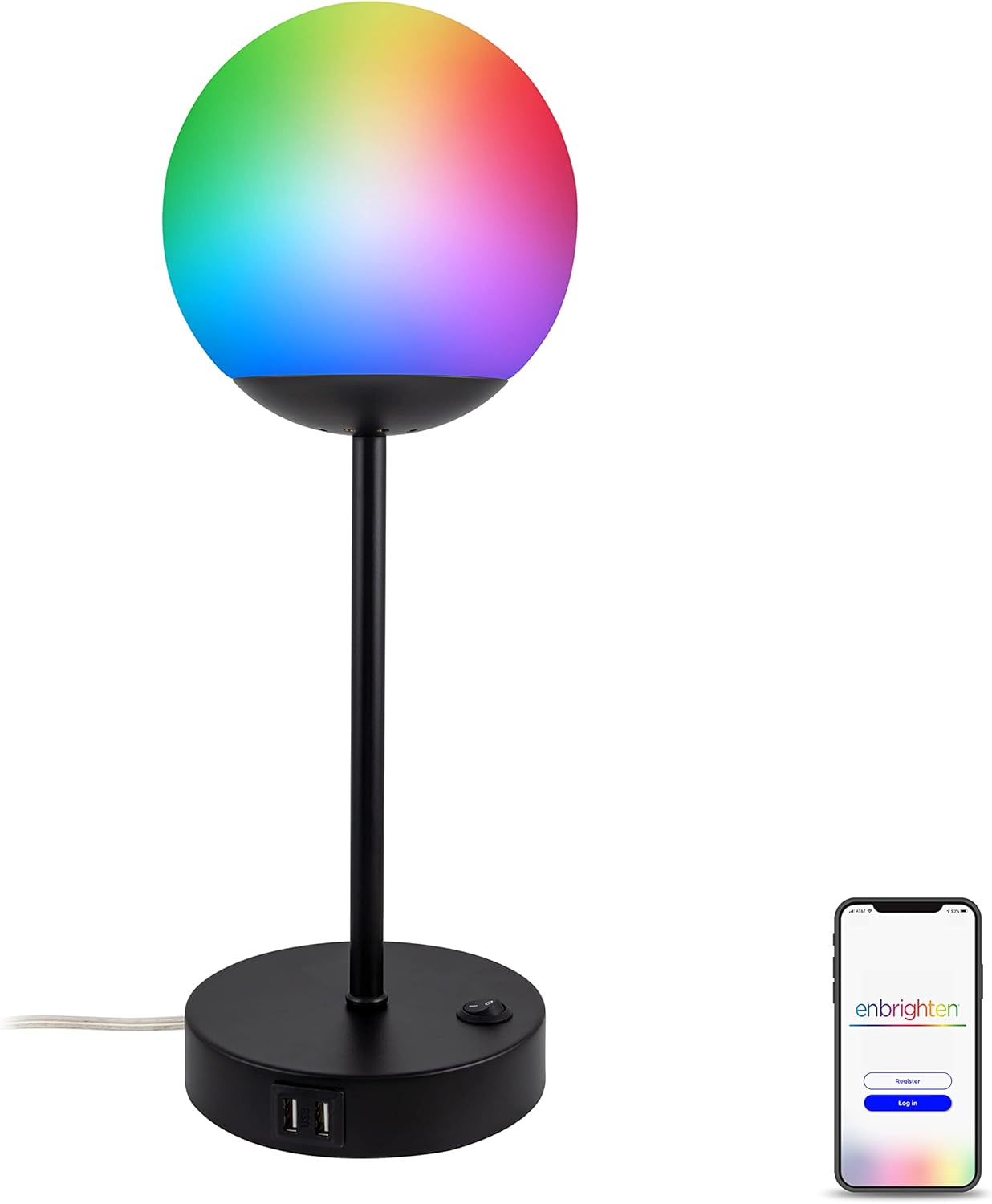 Enbrighten Tabletop Lamp with WiFI Smart Bulb, Modern Light, Full