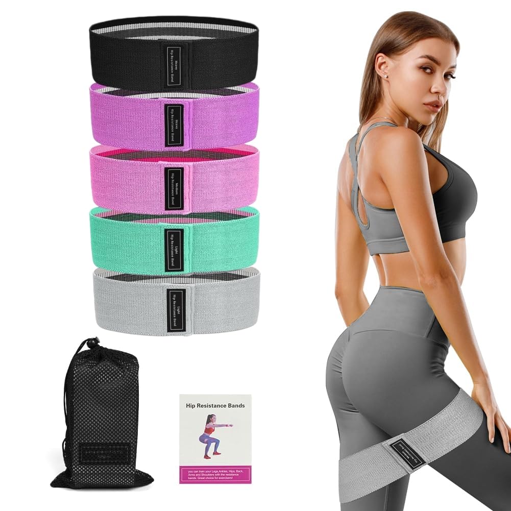 Flintronic Bande Élastique Musculation, Bande de Résistance 3/5 Niveaux de Force, Fitness en Tissu, avec Sac de Rangement