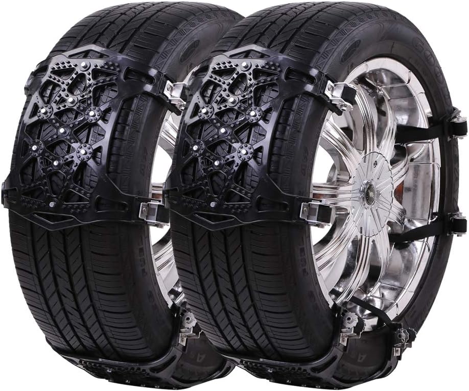 UniAuto Universal Snow Chains Easy to Mount Tire Snow Chain for Any Tire Width 165-285mm, Set of 6 (Black)