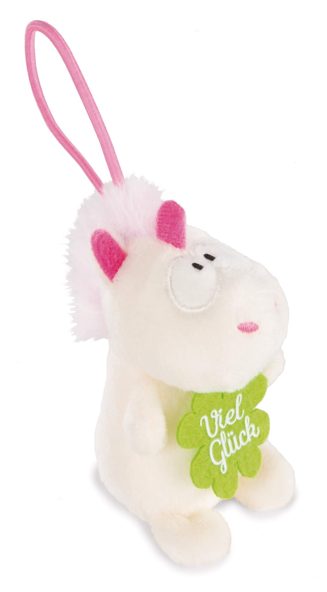 NICI Anhänger 'Einhorn Theodor' Mit Glückskleeblatt, 8 Cm, Weiß/pink - Süßer Glücksbringer Mit Schlaufe