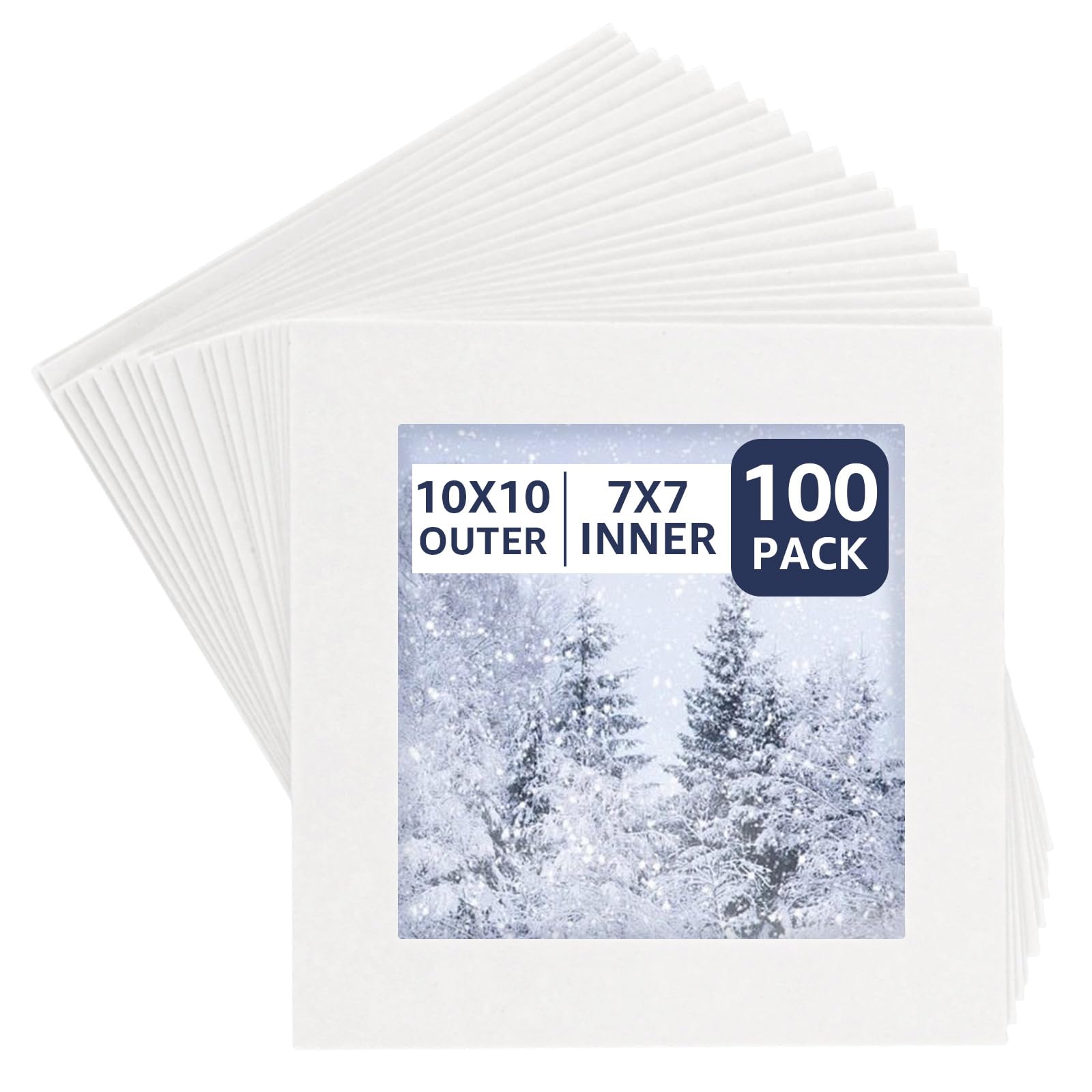 YAYODS 100 pezzi passepartout bianco – 10 x 10 cm Design smussato Passepartout cartone – Dimensioni interne 7 x 7 cm passepartout per foto, immagini, stampe artistiche