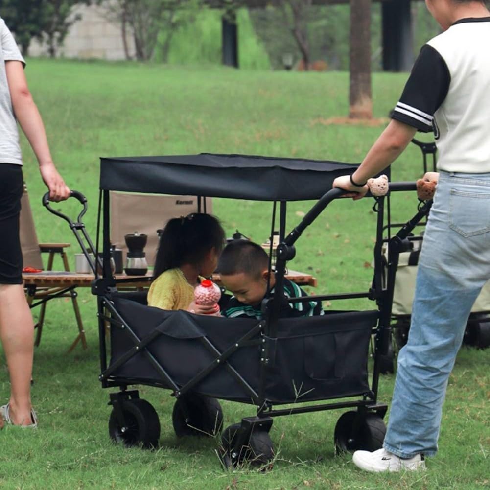 Auvent de jardin pliable pour chariot de camping, pique-nique, pêche (noir)