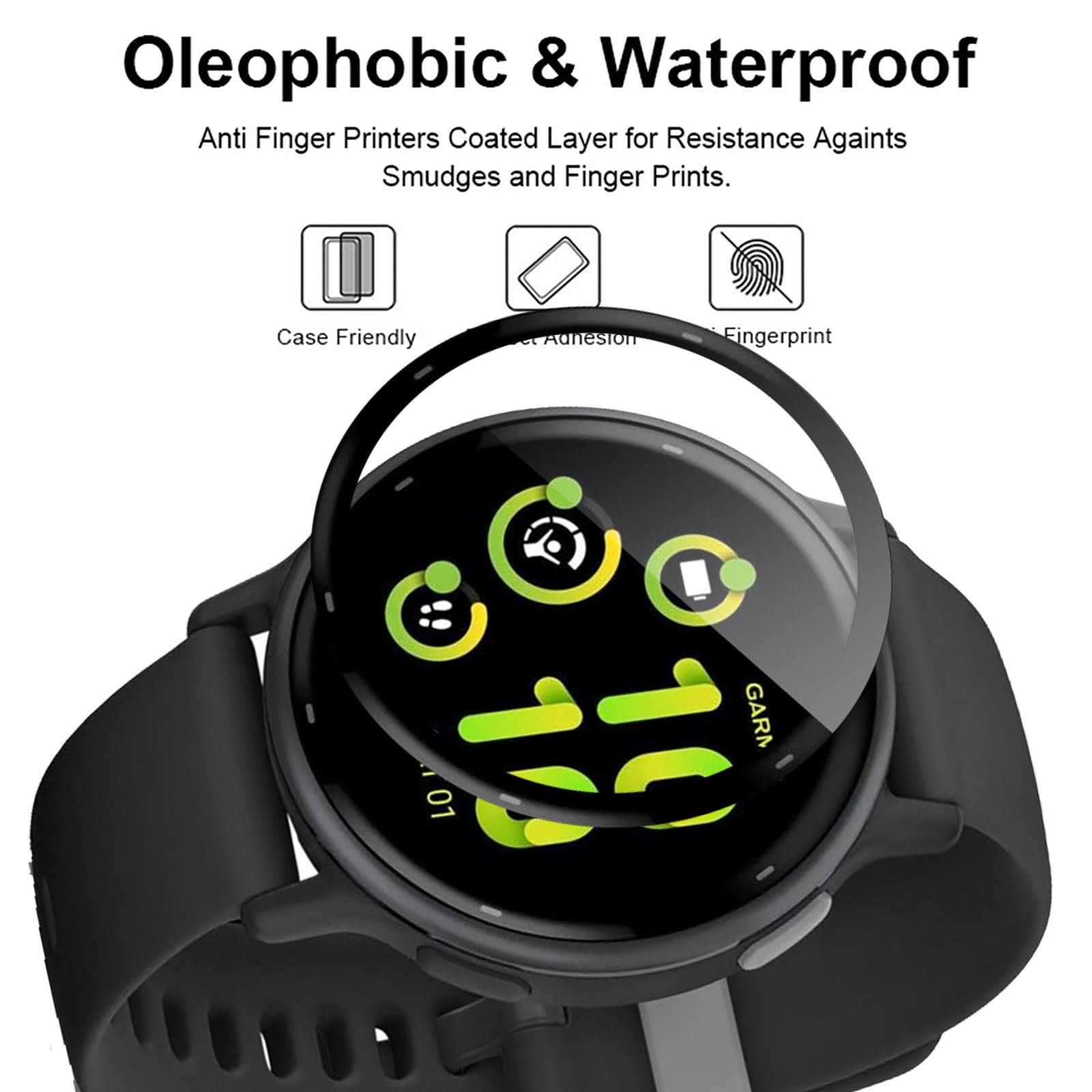 GIOPUEY 3-pack schermbeschermer voor Garmin Vivoactive 5, [volledige dekking] Composiet materiaal Screen Protective Film, [Anti-Bubble] [ Slijtvast] - Transparant