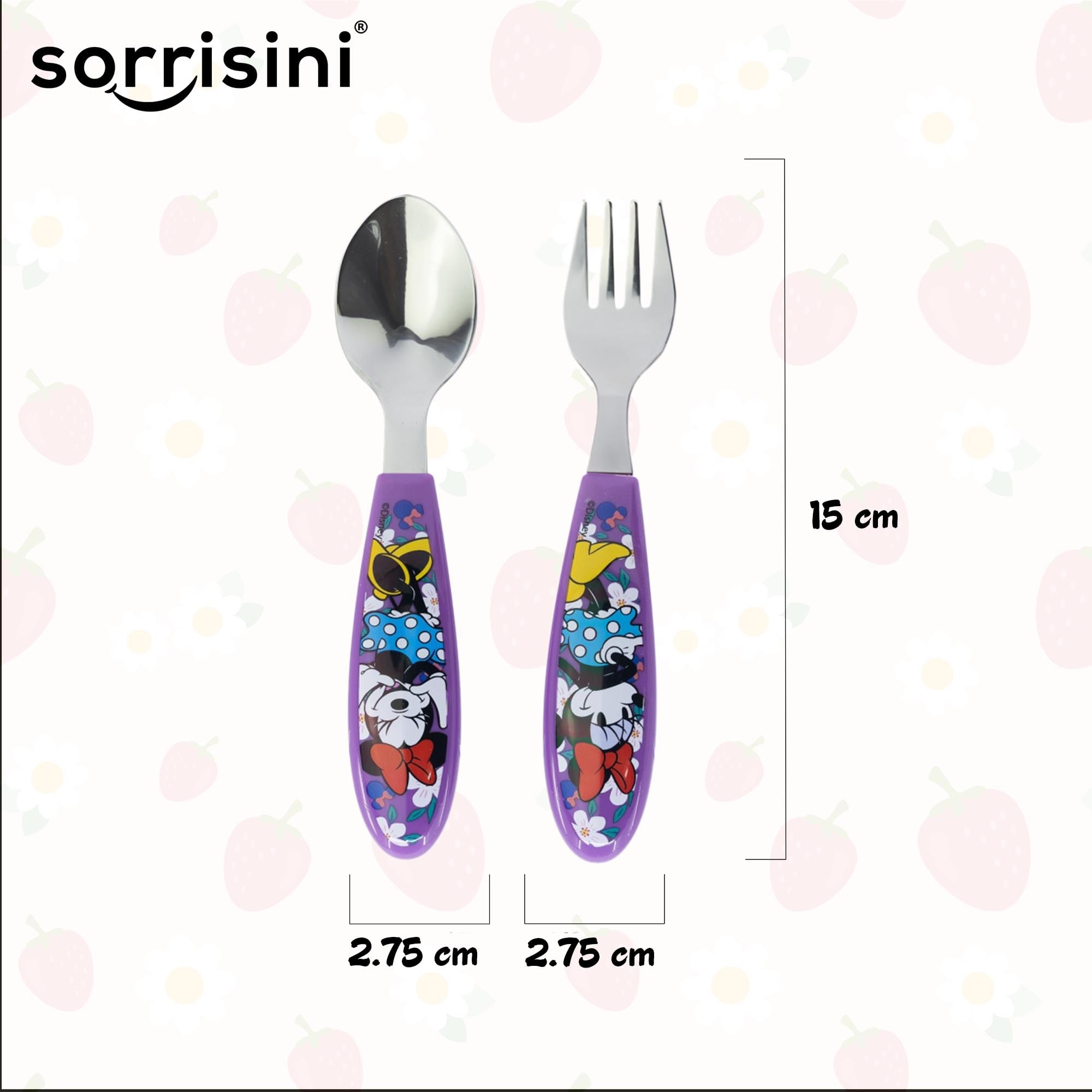 Vajilla Reutilizable Para Microondas Minnie, 3 Piezas Partidos, Primer Juego de Destete con Plato, Cubiertos de Acero Inoxidable, Platos de Plástico Microondables